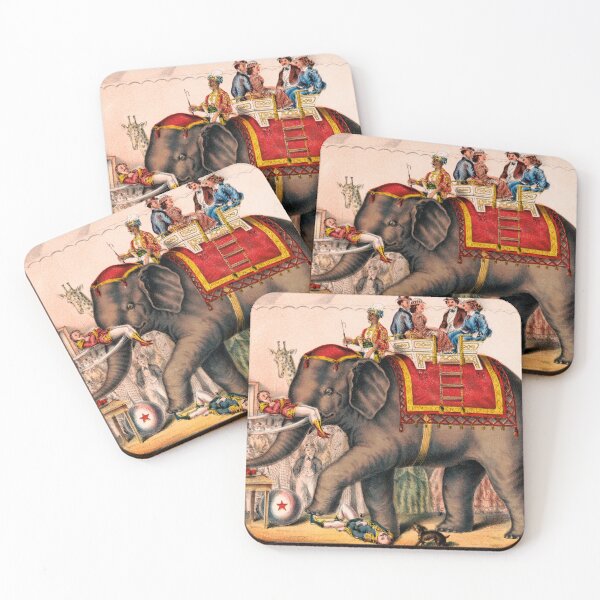 Item preview, STK501942A-Vintage print of men performing a circus act with an elephant.  designed and sold by StocktrekImages.