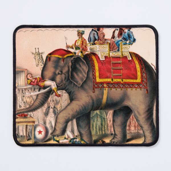 Item preview, STK501942A-Vintage print of men performing a circus act with an elephant.  designed and sold by StocktrekImages.