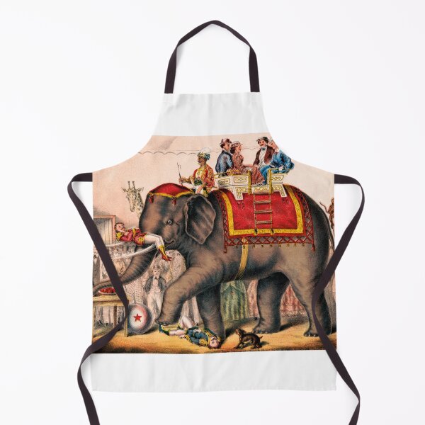 Item preview, STK501942A-Vintage print of men performing a circus act with an elephant. designed and sold by StocktrekImages.