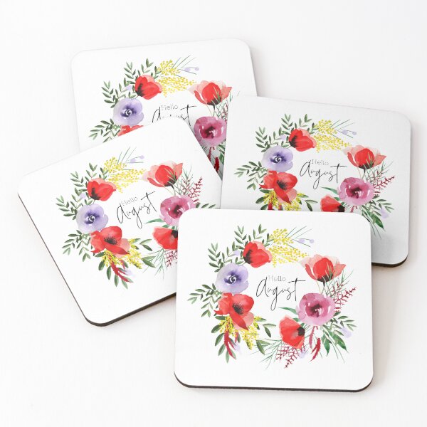 Item preview, Hello August Floral Wreath Watercolor  designed and sold by Dearmoonstudio.
