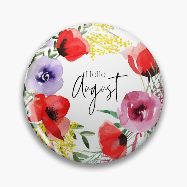Item preview, Hello August Floral Wreath Watercolor  designed and sold by Dearmoonstudio.