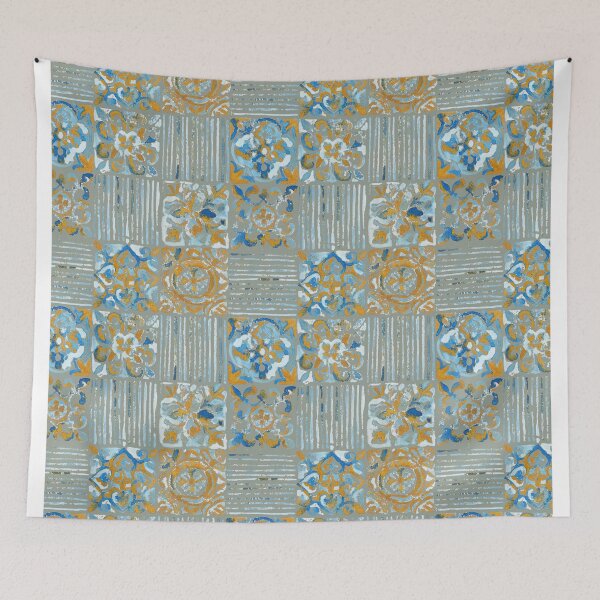 Item preview, Azulejos modern colors rusty designed and sold by Alessandro Remo Mazzoni Remotextiles.