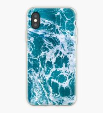 Unique iPhone or Samsung Galaxy Cell Phone Cases and Skins with Aquamarine Sea Foam Splash Design iPhone Case