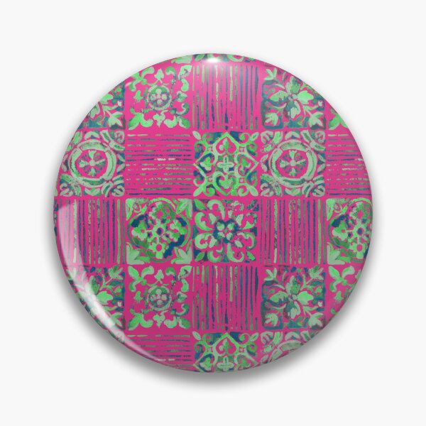 Item preview, Azulejos modern colors magenta pink designed and sold by Alessandro Remo Mazzoni Remotextiles.