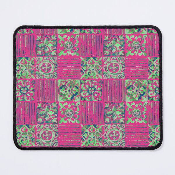 Item preview, Azulejos modern colors magenta pink designed and sold by Alessandro Remo Mazzoni Remotextiles.