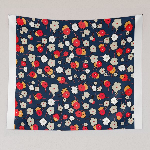 Item preview, Vintage Floral Elegance - Dark Blue Blossoms designed and sold by aylastyle.