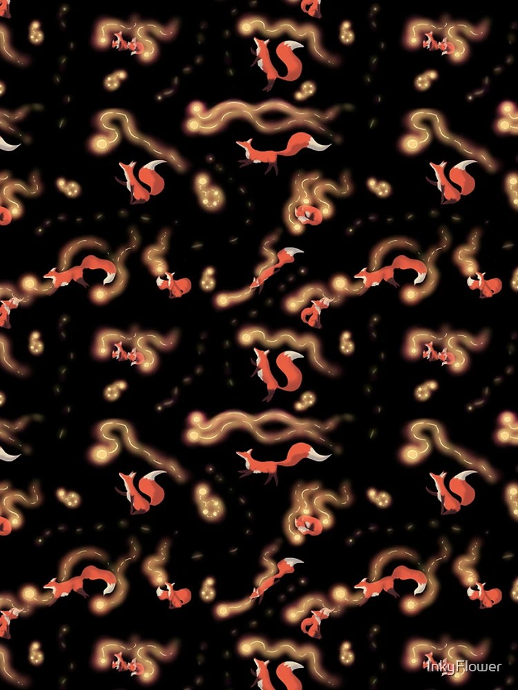 Thumbnail 4 of 4, Samsung Galaxy Phone Case, Foxes Chasing Fireflies Pattern designed and sold by InkyFlower.