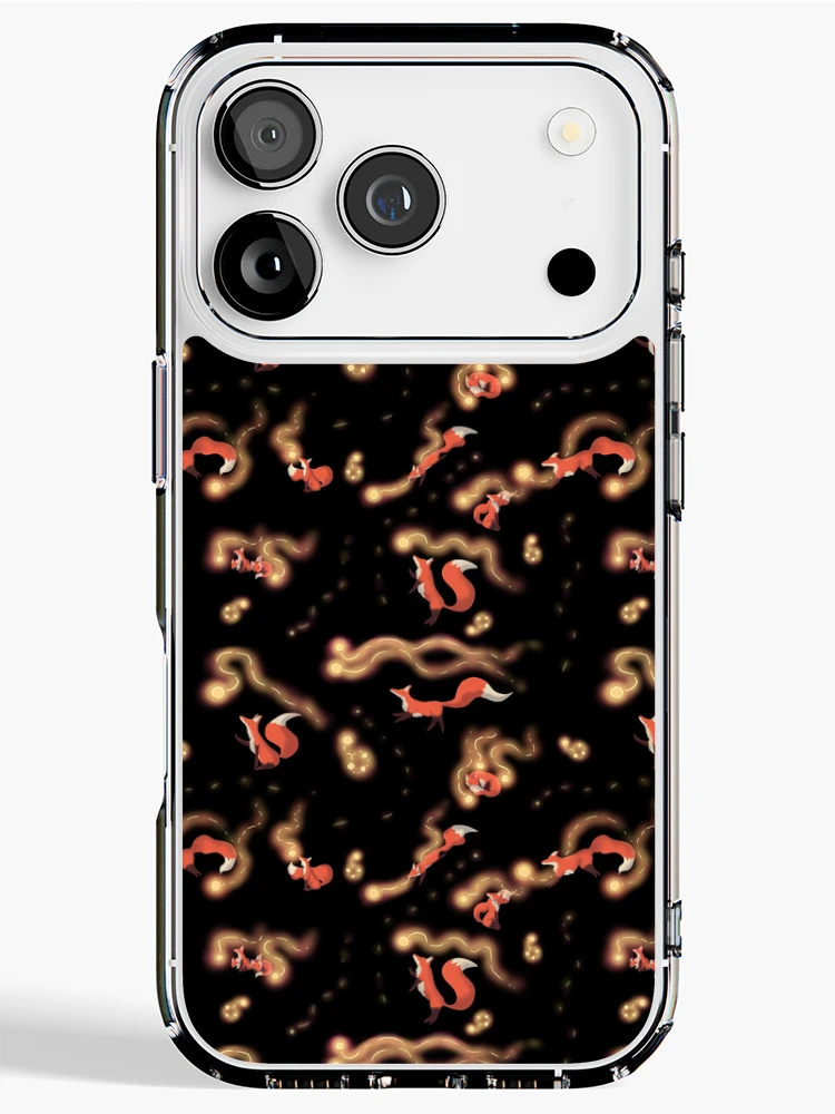 Thumbnail 1 of 5, iPhone Case, Foxes Chasing Fireflies Pattern designed and sold by InkyFlower.
