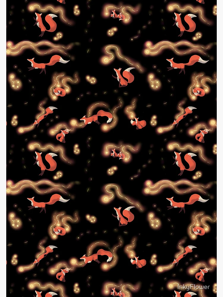 Thumbnail 3 of 3, Journal, Foxes Chasing Fireflies Pattern designed and sold by InkyFlower.