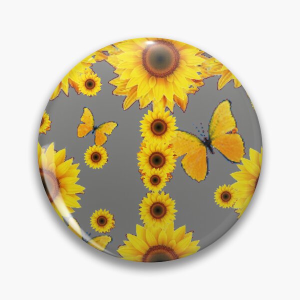 Item preview, YELLOW SUNFLOWER BUTTERFLY PATTERNS GREY ART designed and sold by sharlesart.