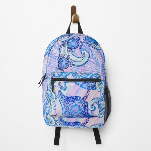 Item preview, Teal Tribal In Memory Of Lahaina Manta Ray And Honu Splashy Watercolor designed and sold by sunnthreads.