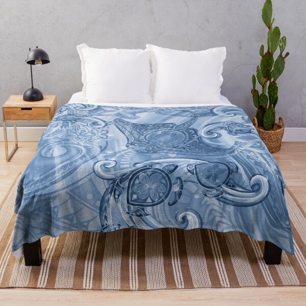 Item preview, Platinum Tribal In Memory Of Lahaina Manta Ray And Honu Splashy Watercolor designed and sold by sunnthreads.