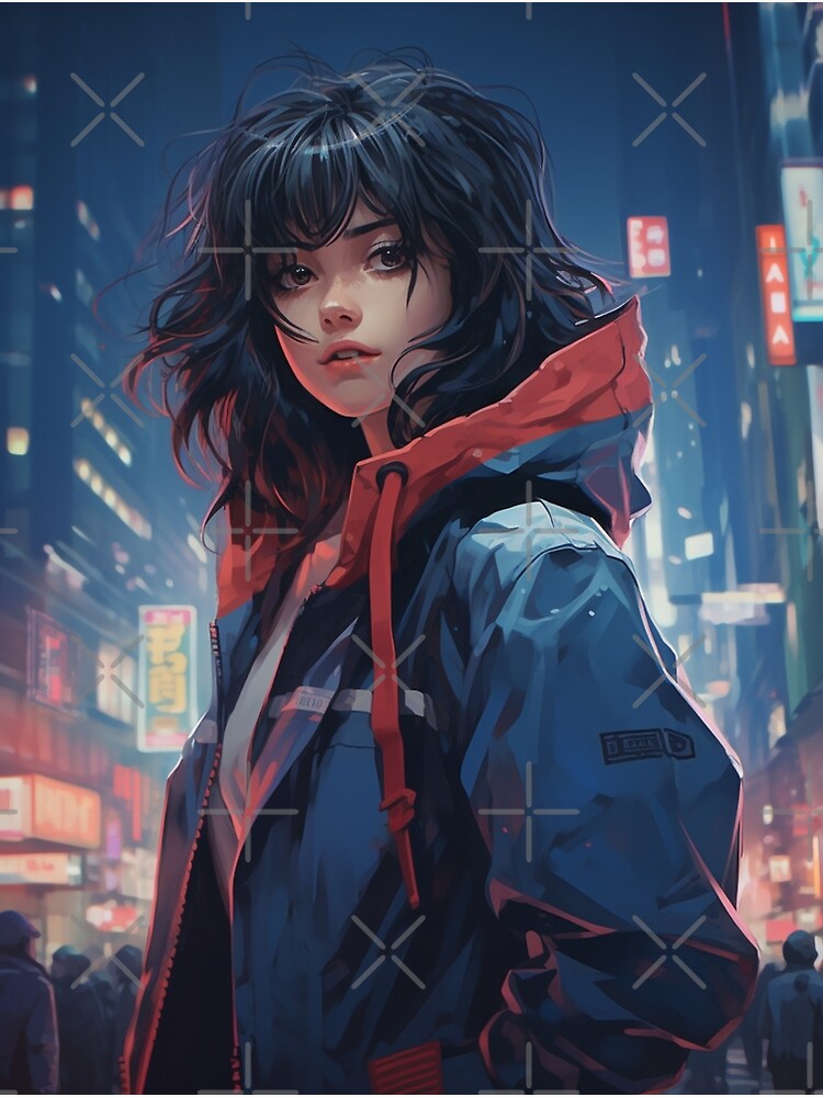 Premium Photo  Cute anime woman looking at the cityscape by night time a  sad moody manga lofi style 3d rendering