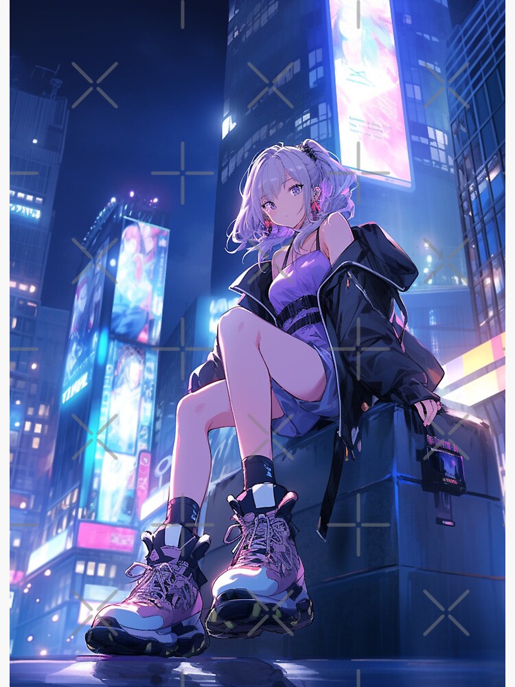 Anime-style cyberpunk girl with futuristic fashion