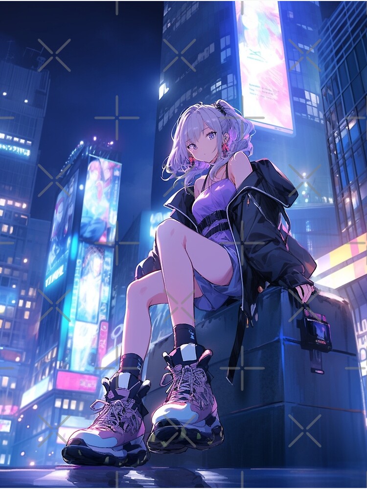 Premium Photo  Cute anime woman looking at the cityscape by night