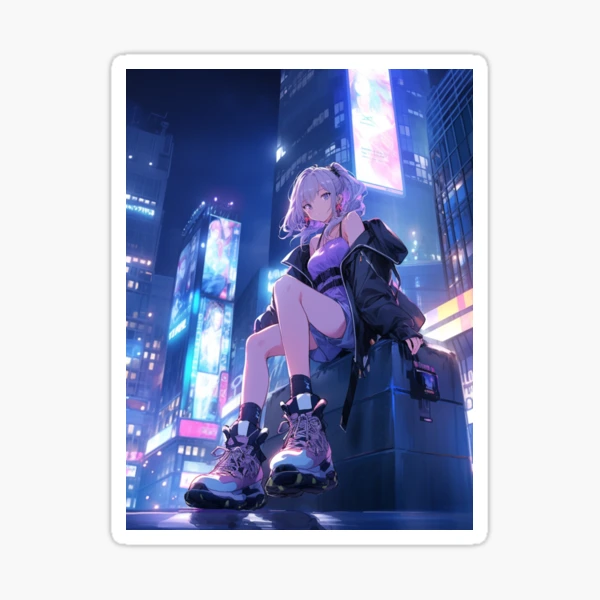Premium Photo  Cute anime woman looking at the cityscape by night