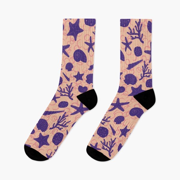 Item preview, Summer Seashells in Cool Breeze and Sand designed and sold by Sockstomistic.