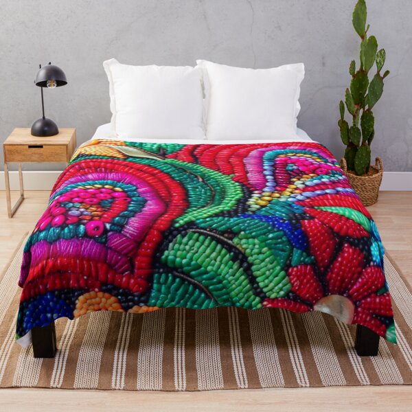 Item preview, Mexican Folk art Retro Floral beaded tapestry  designed and sold by RachelRebel.
