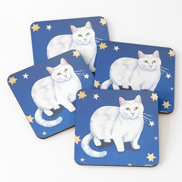 Item preview, White Cat Blue Space and Stars. designed and sold by W-Rm.