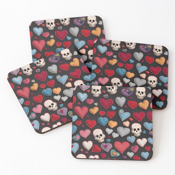 Item preview, Hearts and Skulls Embroidered Pattern  designed and sold by Silvermoonmyst.