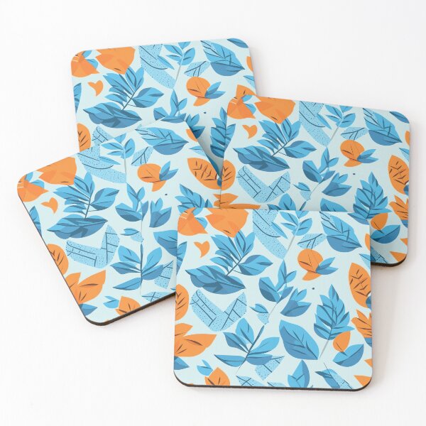Aperçu de l'œuvre Motif floral d'automne bleu et orange créée et vendue par SynthiPrint.