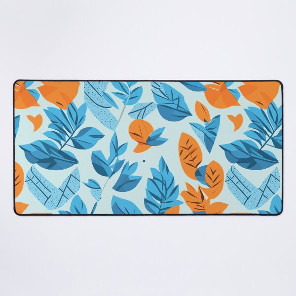 Artikelvorschau, Blaues und orangefarbenes Herbstblumenmuster entworfen und verkauft von SynthiPrint.