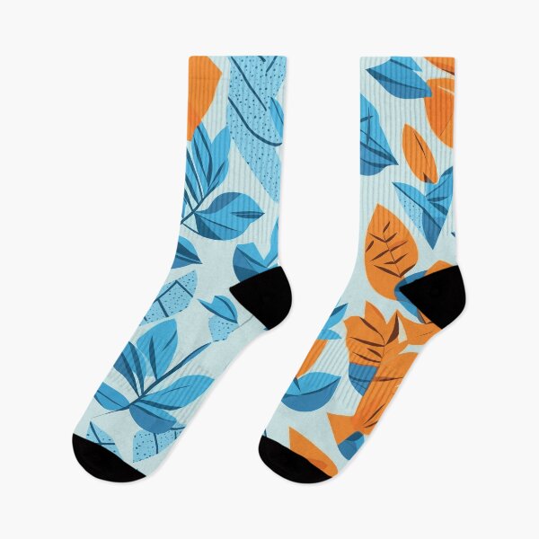 Item preview, Blue and Orange Autumn Floral Pattern designed and sold by SynthiPrint.