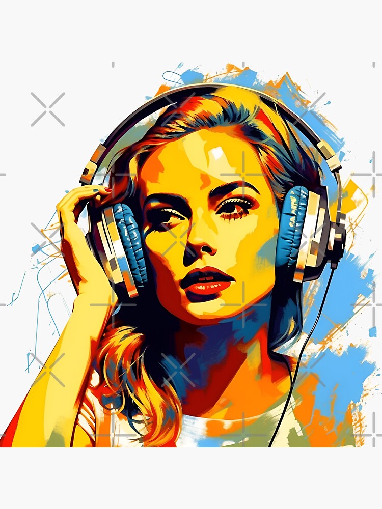 Energizing Beats: Female DJ in Captivating Pop Art Graffiti
