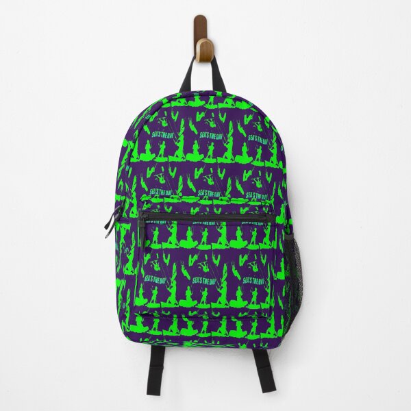 Item preview, Kitesurfer Pattern Lime Green Silhouette Seas The Day Fun Pun designed and sold by taiche.