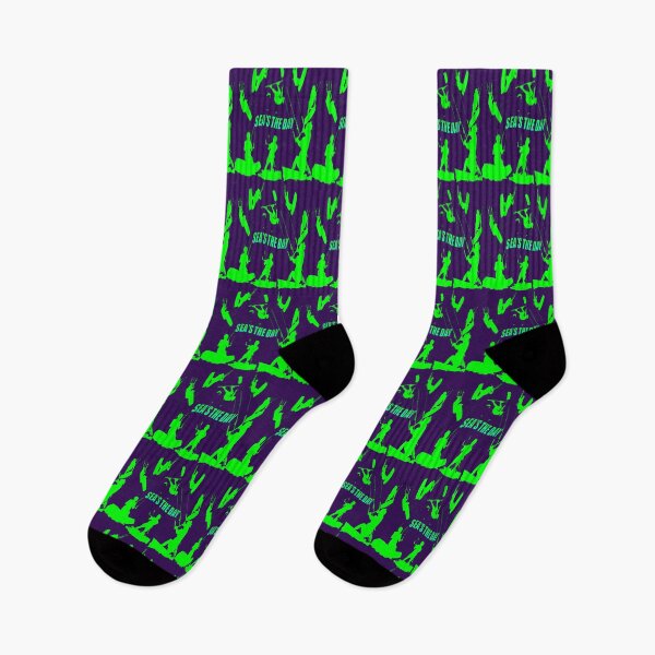 Item preview, Kitesurfer Pattern Lime Green Silhouette Seas The Day Fun Pun designed and sold by taiche.