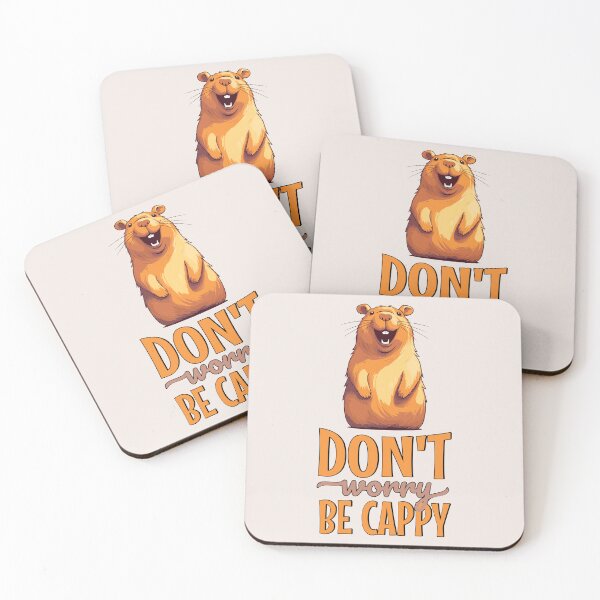 Item preview, Don't Worry, Be Cappy - Smiling Cartoon Capybara Design for Positive Vibes designed and sold by Sir Meow Meow.