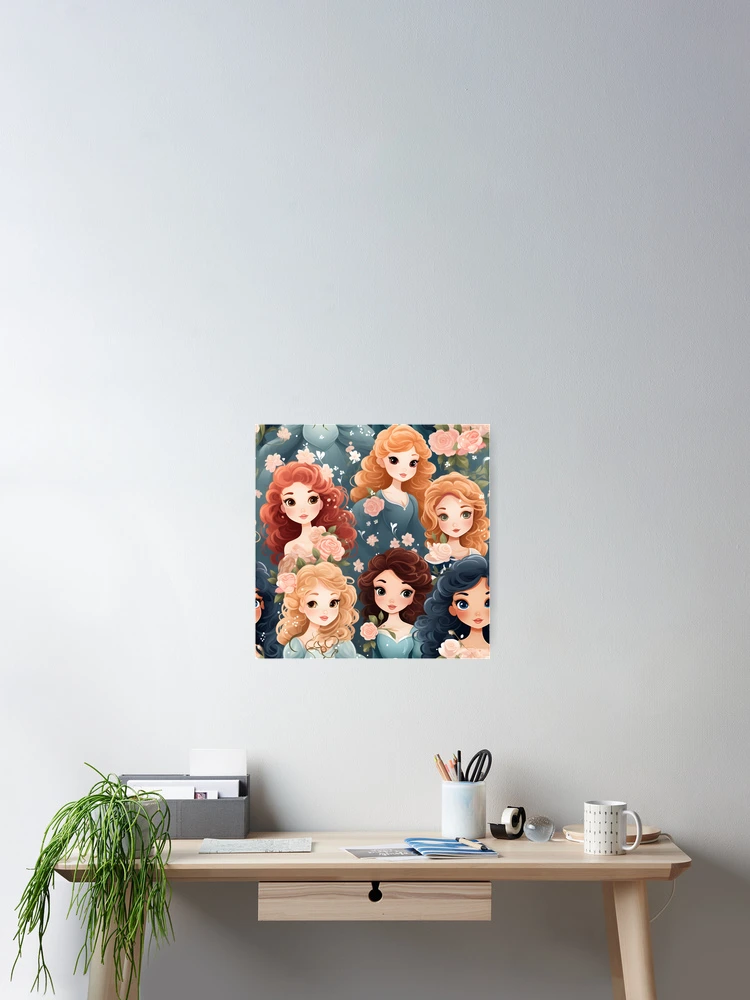 Thumbnail 2 of 3, Poster, Princesses Pattern 7 designed and sold by DigitalPatternx.