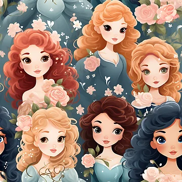 Artwork thumbnail, Princesses Pattern 7 by DigitalPatternx