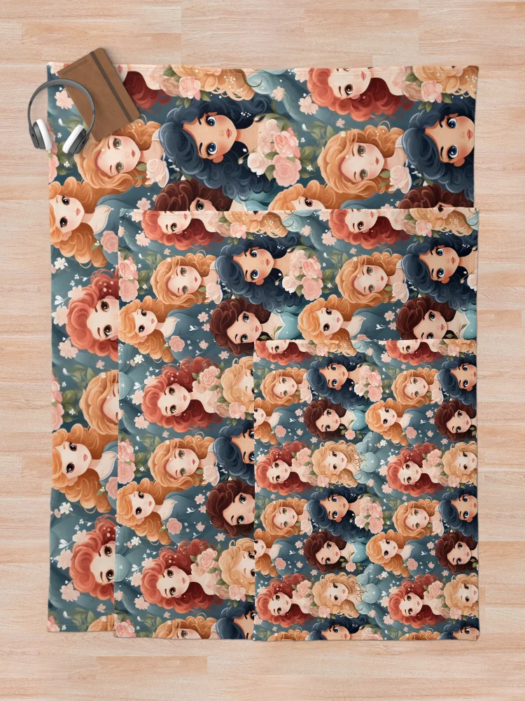 Thumbnail 5 of 6, Throw Blanket, Princesses Pattern 7 designed and sold by DigitalPatternx.