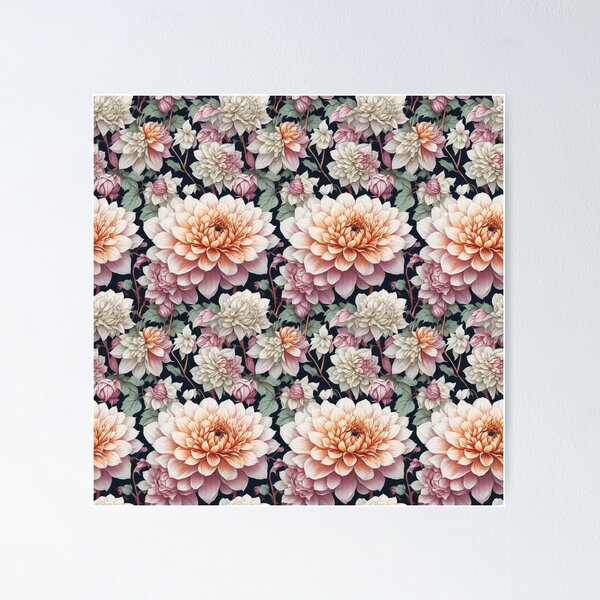 Item preview, Elegant Colorful Dahlia Floral Pattern designed and sold by SynthiPrint.