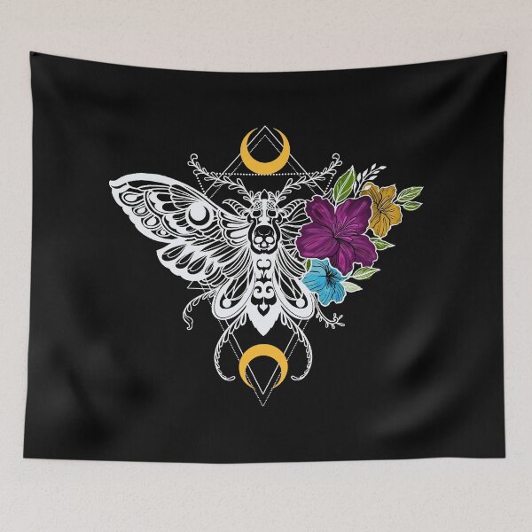 Item preview, Moth and flower in the moon light by Nadi designed and sold by NadiTrends.