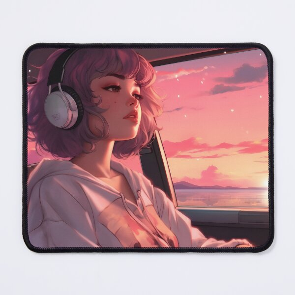 Item preview, Anime Girl Aesthetic Pink Vibes Sunset Car designed and sold by Yana Grech.