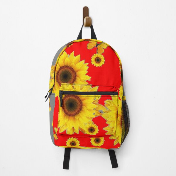 Item preview, YELLOW SUNFLOWER BUTTERFLY PATTERNS RED-GREY ART designed and sold by sharlesart.