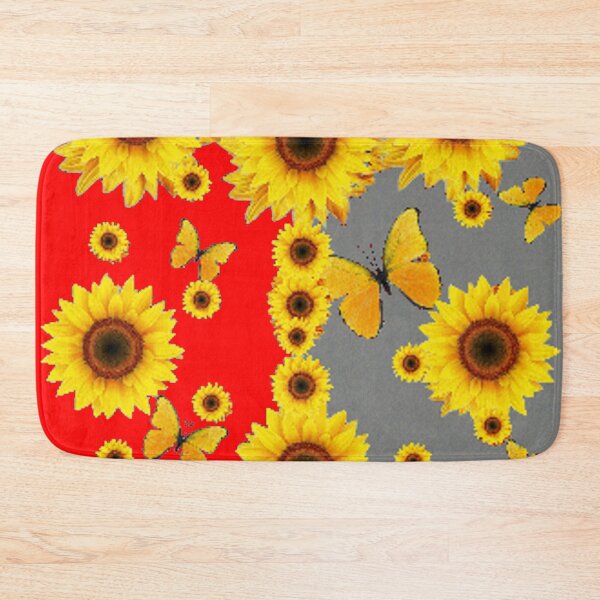 Item preview, YELLOW SUNFLOWER BUTTERFLY PATTERNS RED-GREY ART designed and sold by sharlesart.