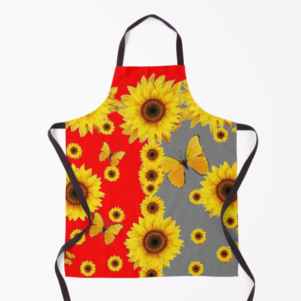 Item preview, YELLOW SUNFLOWER BUTTERFLY PATTERNS RED-GREY ART designed and sold by sharlesart.