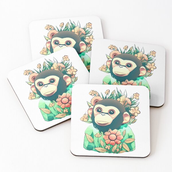 Item preview, vintage monkey head, flowers splash designed and sold by Aubre-yHowucvb.