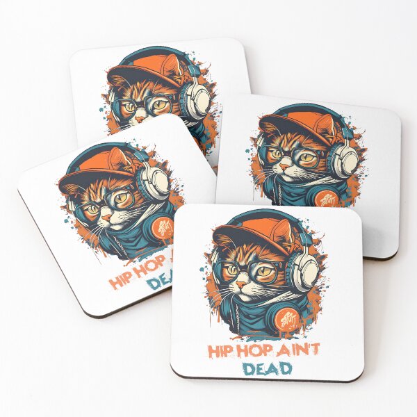 Item preview, HIP HOP Cat wearing Headphone - Hip Hop Ain't Dead designed and sold by Studio-Pixel.
