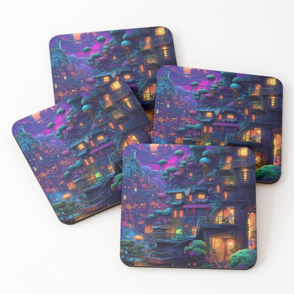 Item preview, forest night city designed and sold by xTillePatterns.