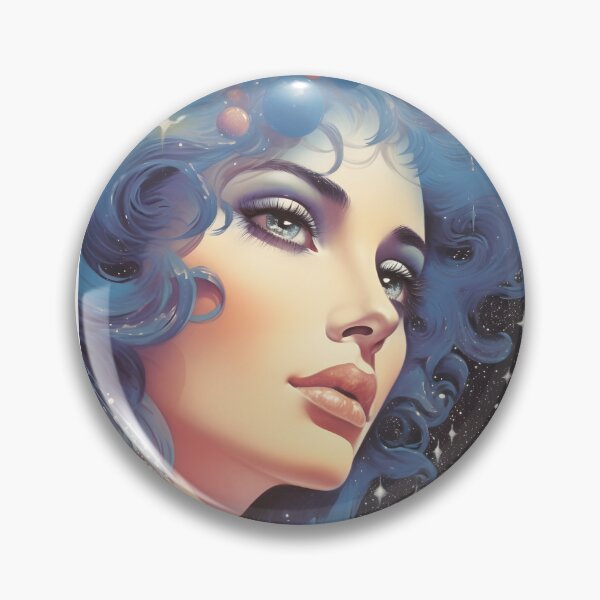 Item preview, Vintage Image of a Beauty Girl with a Blue Hair and a Starry Space Sky designed and sold by Je-we.