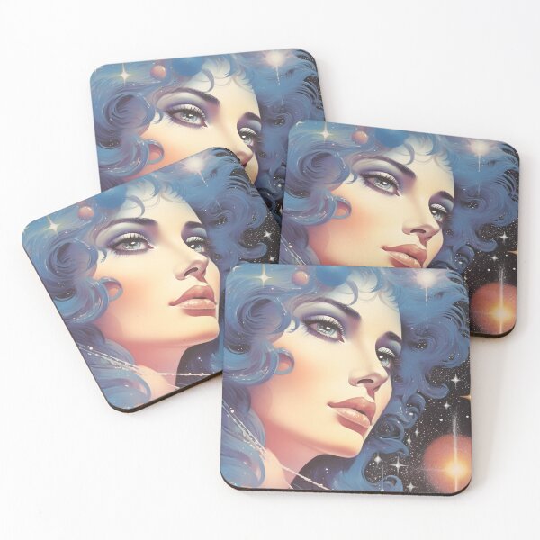 Item preview, Vintage Image of a Beauty Girl with a Blue Hair and a Starry Space Sky designed and sold by Je-we.