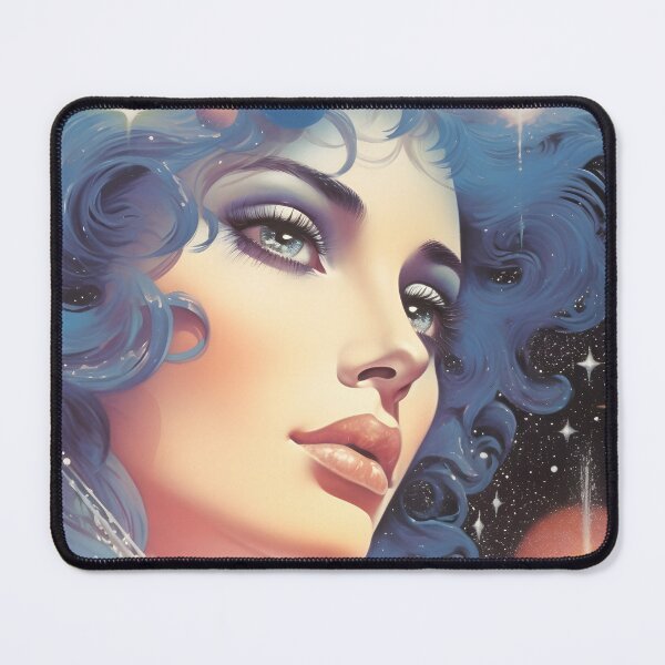 Item preview, Vintage Image of a Beauty Girl with a Blue Hair and a Starry Space Sky designed and sold by Je-we.