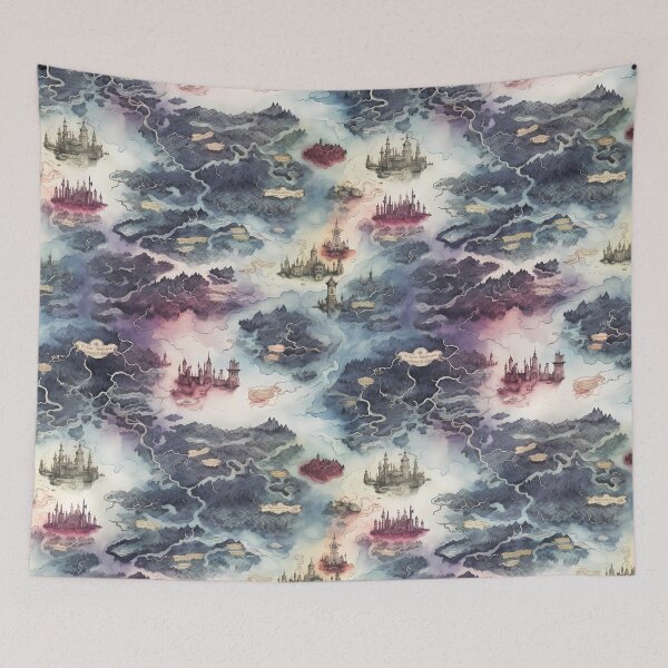 Item preview, Gothic Fantasy World Watercolor Map Pattern on Parchment designed and sold by SchorlCraft.