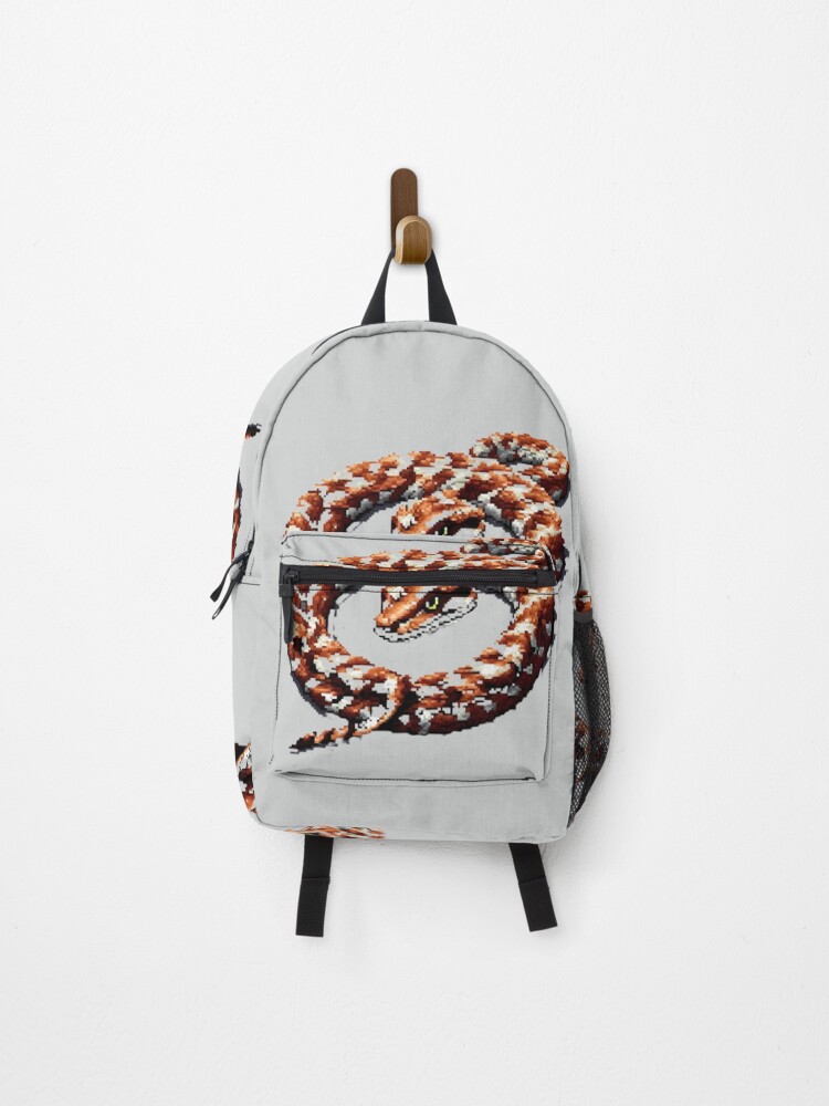 Thumbnail 1 of 3, Backpack, Pixel Rattlesnake Design Print designed and sold by randomtdesigns.