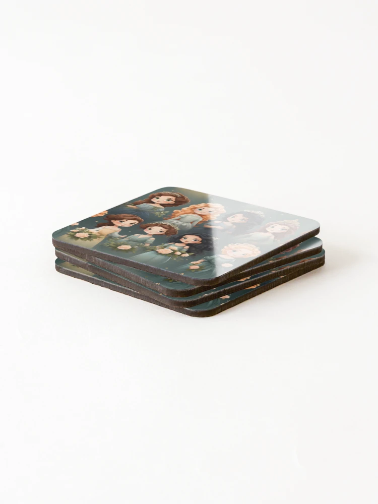 Thumbnail 4 of 5, Coasters (Set of 4), Princesses Pattern 9 designed and sold by DigitalPatternx.