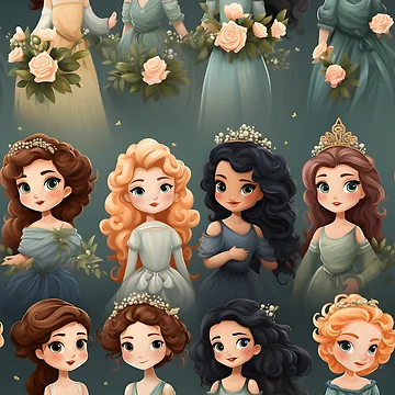 Artwork thumbnail, Princesses Pattern 9 by DigitalPatternx